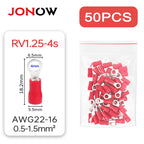 50PCS Ring Crimp Terminals Electrical Wire Connectors M4/M5/M6 Insulation Ferrule Lugs Quick Splice Cables For Connection Screw