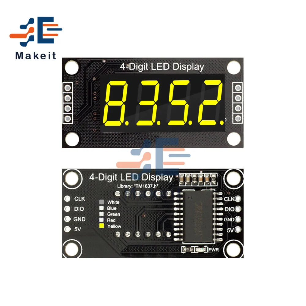 0.36 Inch 4 Bits 6-Digit LED Digital Display Tube Module 5V 7 Segments TM1637 0.36" Anode Tube Decimal Display Module FIve Color