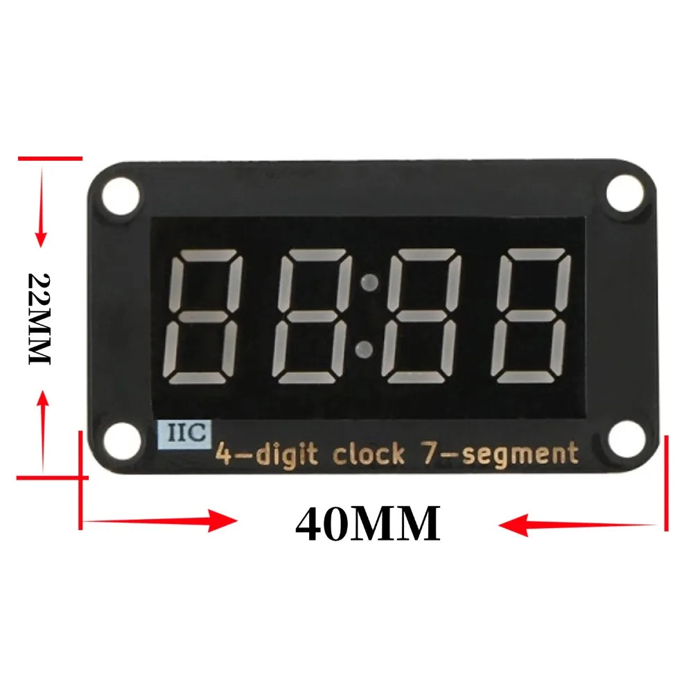 0.36 Inch 4 Digit 7 Segment TM1637 Clock Display Module I2C Communication 3.3V 5V Anti-reverse PH2.0 for Arduino ESP32 Microbit