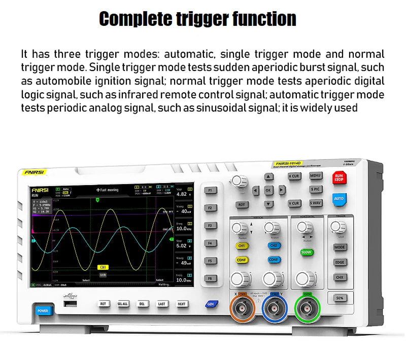 FNIRSI-1014D 1013D TC3 Oscilloscope 3-in-1 Dual Channel Input Signal Generator 100MHz * 2 Analog Bandwidth 1GSA/s Sampling Rate
