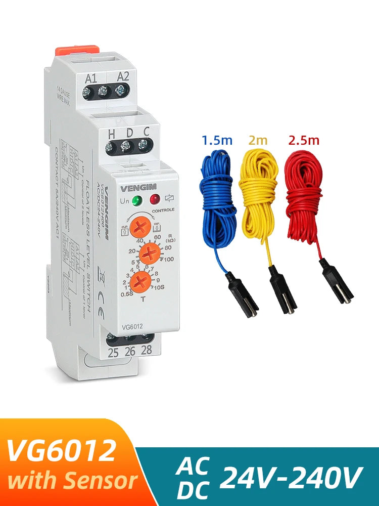 Liquid Level Control Relay Water Level Monitoring Relay 220V Automatic Water Pump Controller Switch with Stainless Sensor