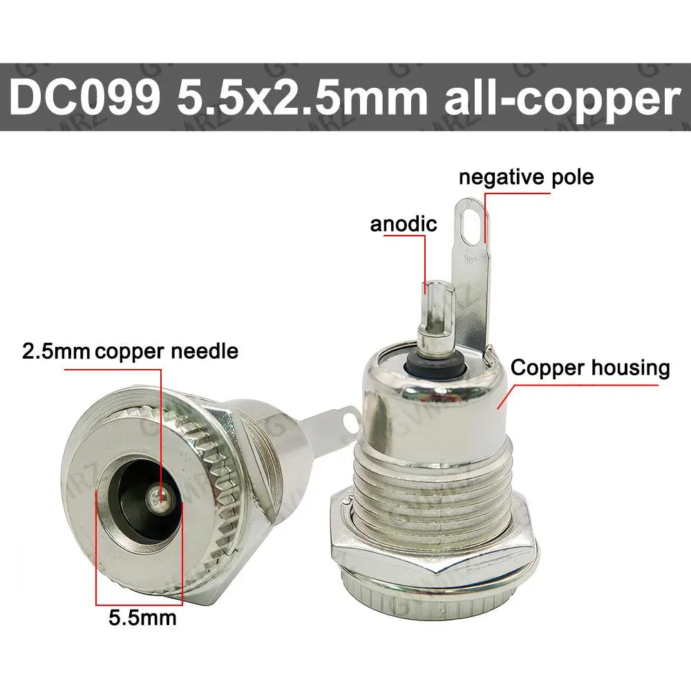 5PCS 5.5x2.1mm/5.5mm x 2.5mm DC099 Metal DC Power Male Plug Jack Connector with Spring DC-099 Yellow Head 5.5*2.1/5.5*2.5 DC099