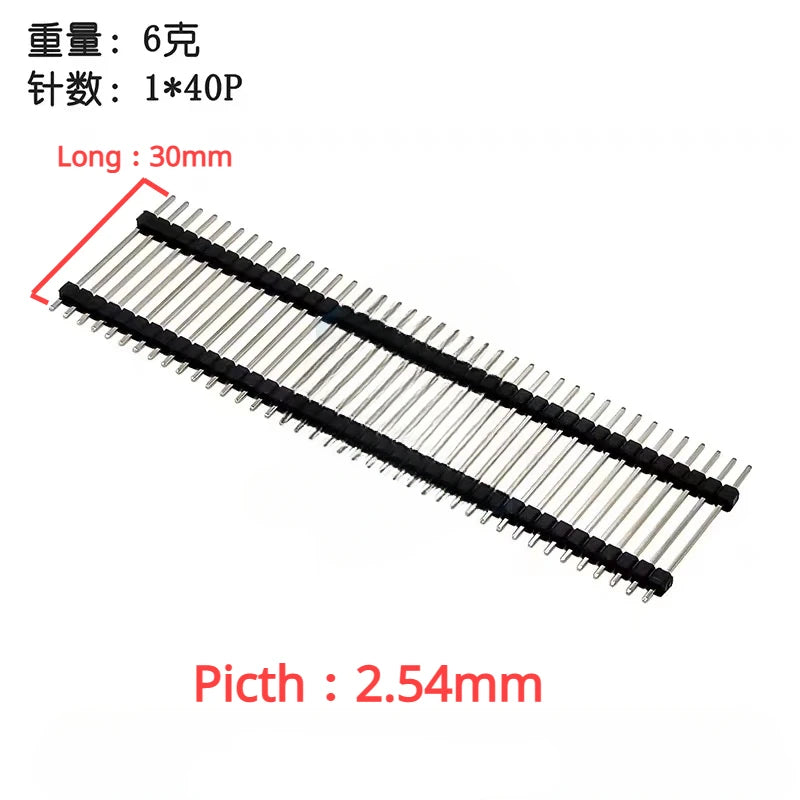 10PCS 1X40 Pin Single Row MALE 2.54MM PITCH 11MM/15MM/17MM/21MM/25MM LONG PIN Header Connector Strip 1X40pin 1*40 40P 40Pin