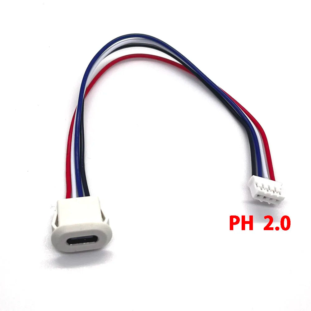4 Pin Press Type USB Connector Type-C Waterproof with PH 2.0 Female Socket High Current Fast Charging Jack Port with Data Pin