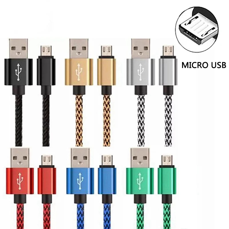 Micro USB 2.4A Fast Charging Cable Nylon Data Cable Cord For Samsung Galaxy A3/A5/A7 Android Phone Mobile Devices 1M 2M 3M