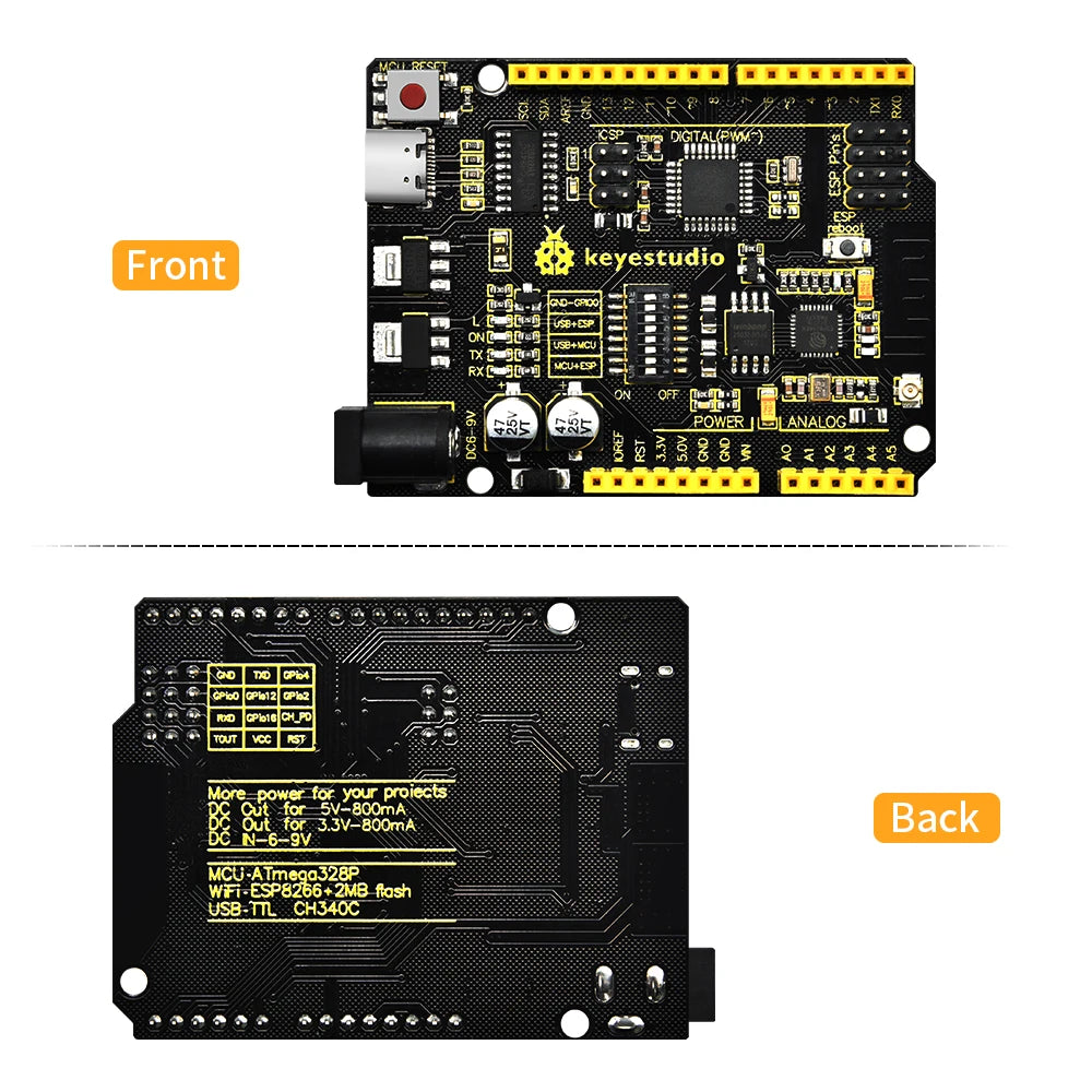 Keyestudio WIFI UNOR3 Development Board ATMEGA16U2/ ATMEGA328P/CP2102 +USB Cable With  Gift Box Compatible With Arduino Uno R3