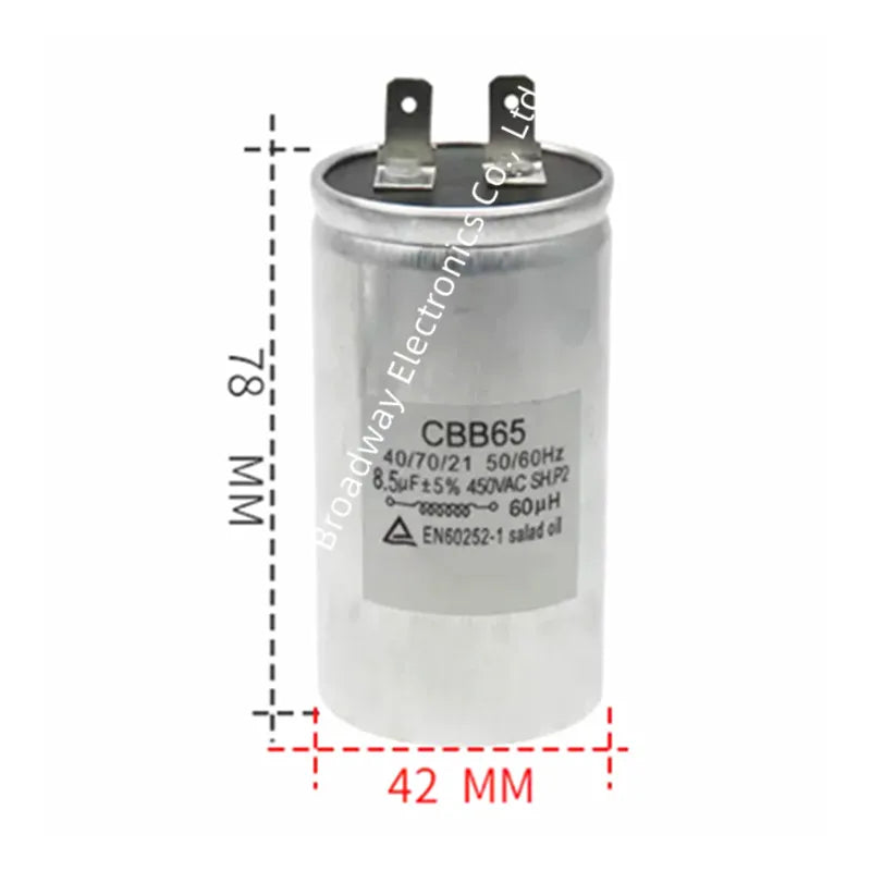 CBB65 full-automatic washing machine start capacitance 450V 8.5UF 10UF 12UF 13UF 15UF 16UF Single insert