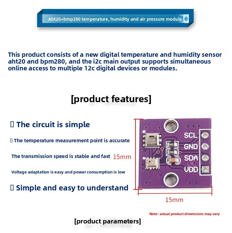 Easy-Integration BMP180 BME280 AHT20 Sensor High Precision Barometric Pressure Altimeter