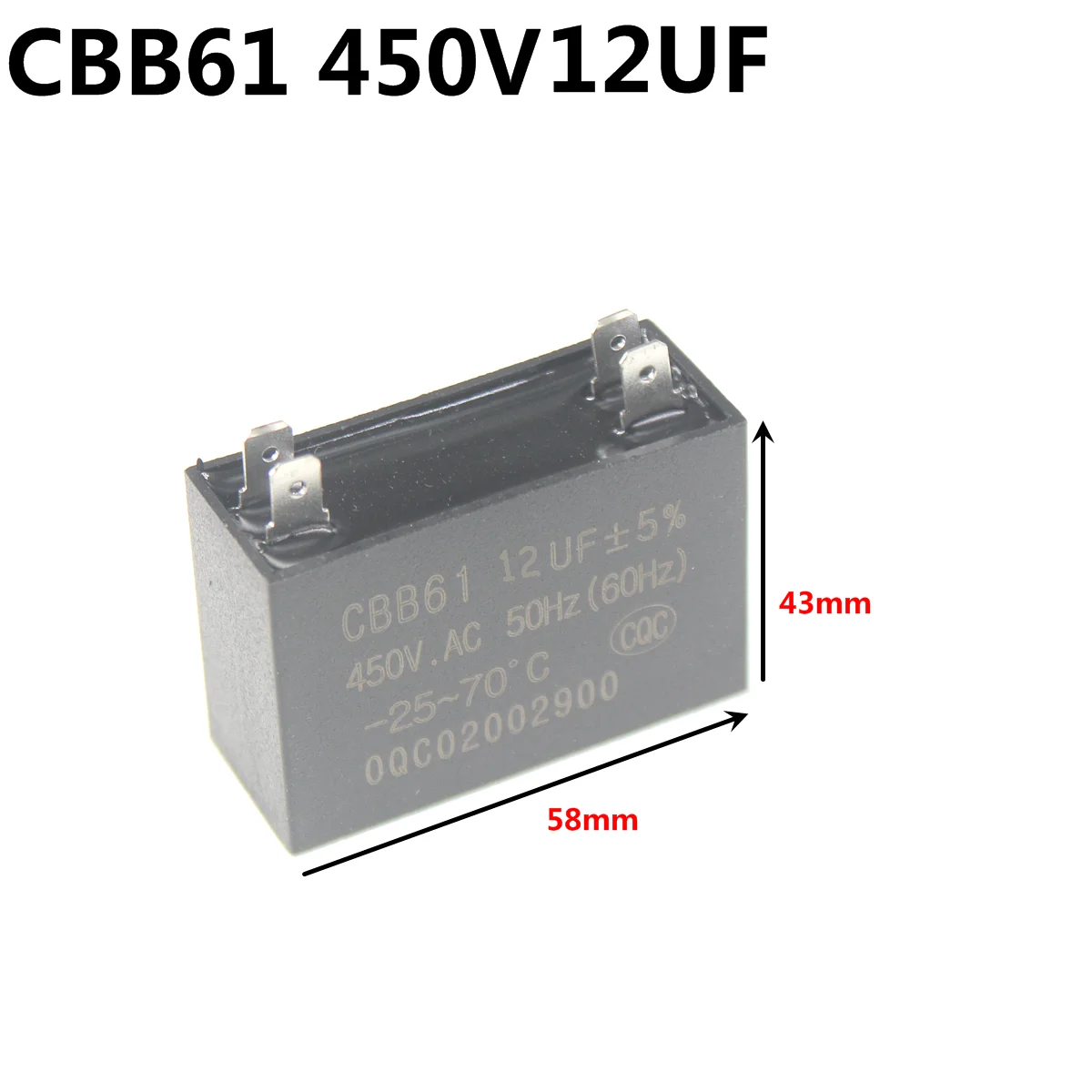 5PCS CBB61 450V dip4pin Fan Start Capacitor 1uF 1.2uF 1.5uF 2.0uF 2.5uF 3.0uF 3.5uF 4.0uF 4.5 5.0uF 6.0uF 7.0uF 8.0uF 10uF 12uf