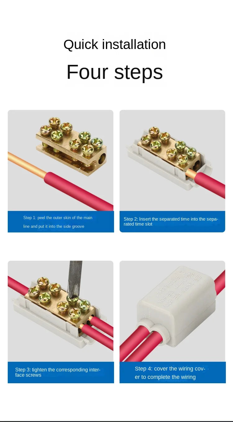 High Power Branch Terminal Quick Wire Connector Terminal Block 400V Electrical Cable Junction Box ZK-306 T-Type Wiring Terminal