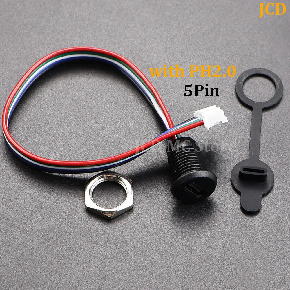 USB-C 2P 4P High Current Charging Socket with PH2.0 Nut Snap Lock Plate USB TYPE-C Female Waterproof Connector Charging Interfac