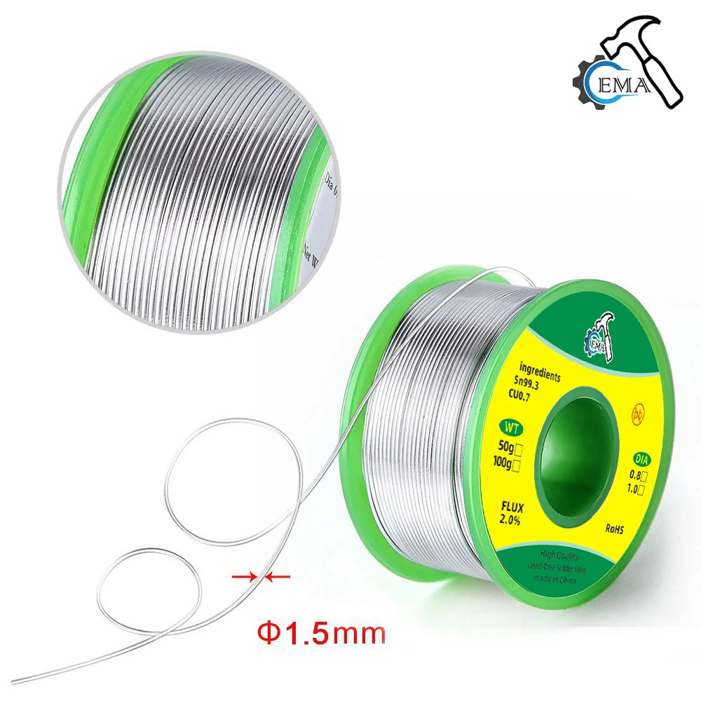 50g Lead-free Solder Wire SN99.3 Cu0.7 Environmental Protection Tin Wire Flux Reel Welding Line Soldering Wire Roll High Purity