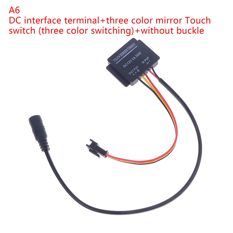 For Led Light Headlight Monochromatic Three Color Infinite Dimming DC 12-24V Bathroom Mirror Touch Induction Switch Sensor