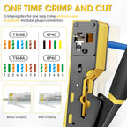 ZoeRax Pass Through RJ45 Crimp Kit Cat5e/Cat6 Crimper with 10PCS 8P8C Cat5e/Cat6 Connectors POE LAN Tester for RJ45 RJ11 Wiring