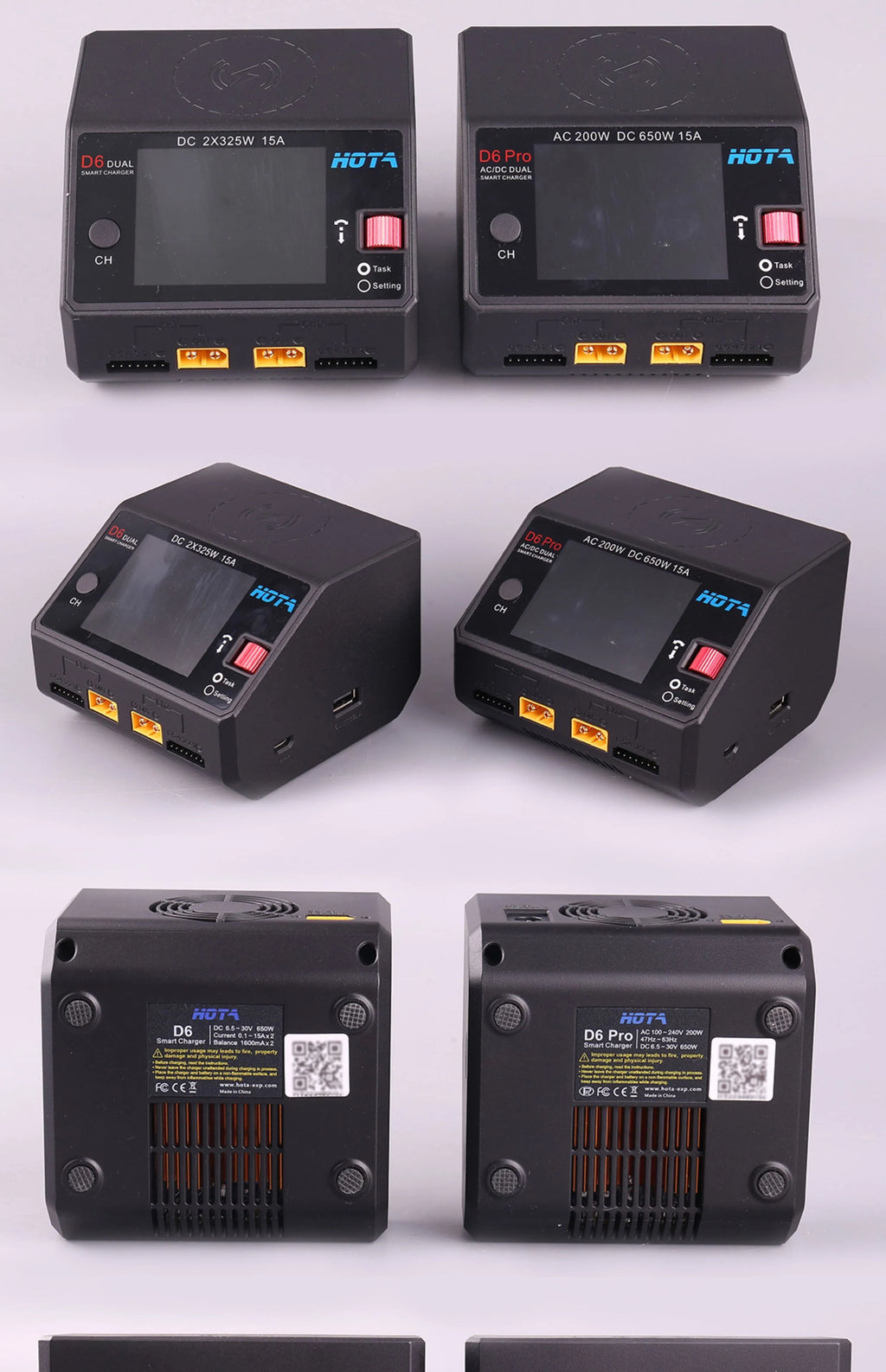 HOTA D6 DC650W 15A Dual Smart Charger Maximum current 1600mA Built-in Micro USB for 1-6S Lipo LiHV/NiZn/Nicd/NiMH Battery
