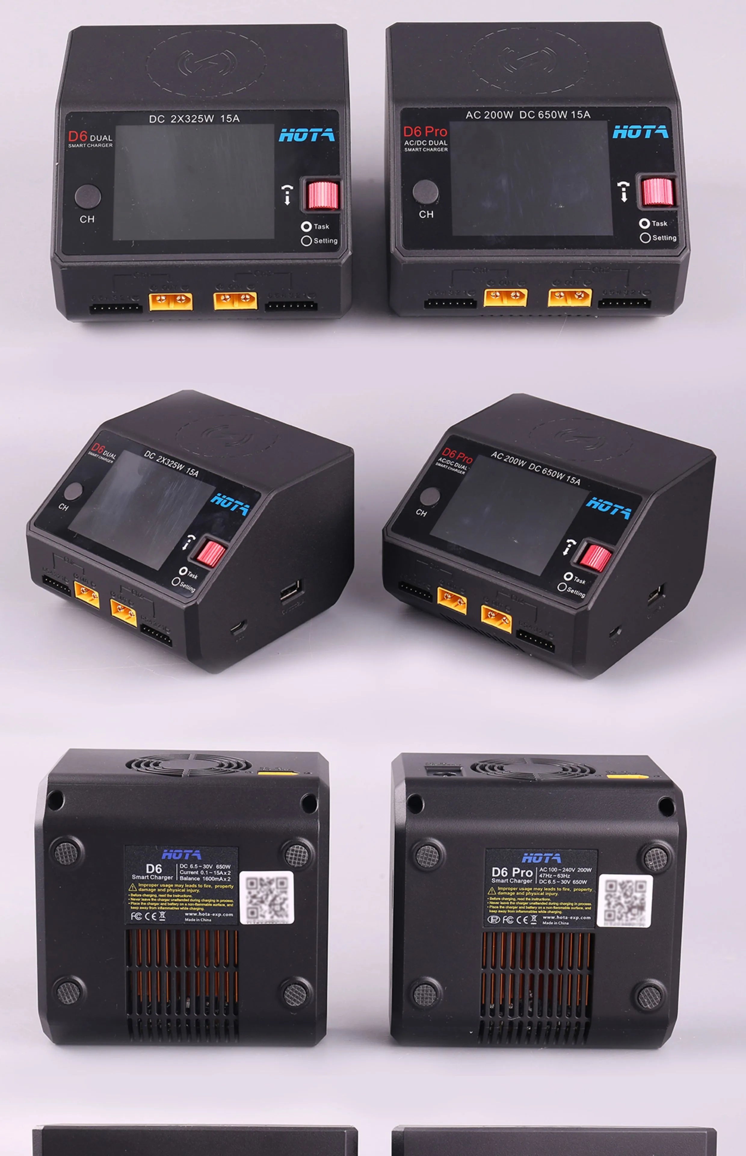 HOTA D6 DC650W 15A Dual Smart Charger Maximum current 1600mA Built-in Micro USB for 1-6S Lipo LiHV/NiZn/Nicd/NiMH Battery