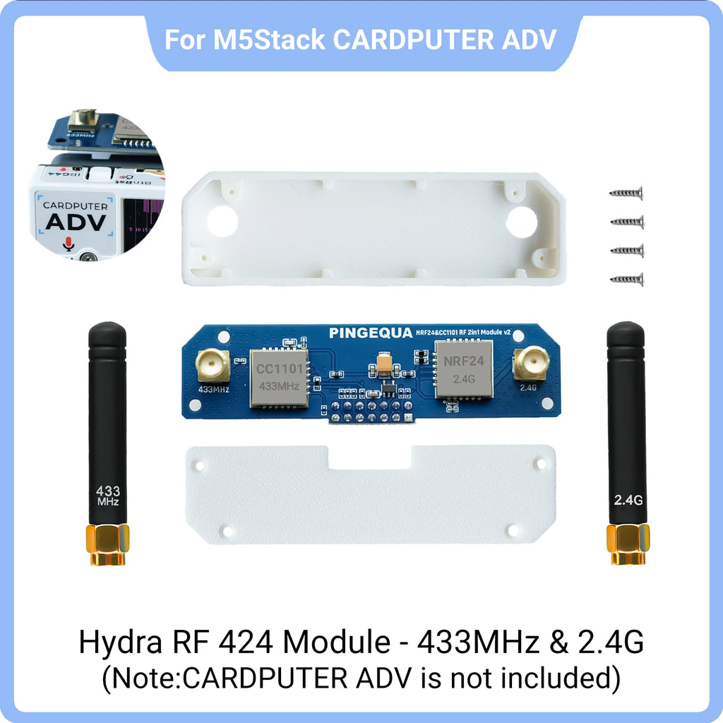 M5Stack Cardputer ADV RF Module CC1101 433MHz & NRF24 2.4G Dual Chip, Enhanced Antenna, Auto Switching Hydra RF 424 PINGEQUA