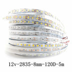 12V LED Strip 2835 8mm 5m IP20 Non Waterproof 120LEDs/m Blue/Red/Green/White /Warm White/Yellow/Pink/Natural White/Ice blue