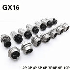2 Sets  Male + Female GX16 Aviation Connector Plugs,2P/3P/4P/5P/6P/7P/8P/9P/10P Configurations Ideal