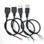 30cm Power Supply Cable 2 Pin USB 2.0 A Female Male 4 Pin Wire Jack Charger Charging Cord Extension Connector DIY 5V Line