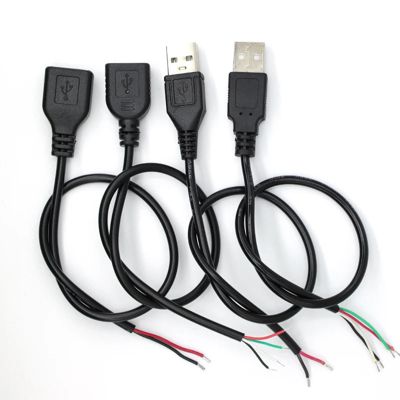 30cm Power Supply Cable 2 Pin USB 2.0 A Female Male 4 Pin Wire Jack Charger Charging Cord Extension Connector DIY 5V Line