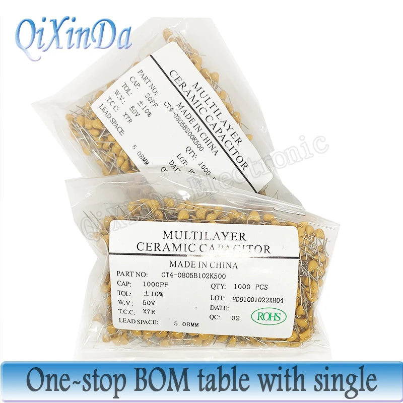 100pcs 50V monolithic ceramic capacitor 10PF ~ 10UF 22PF 47NF 220NF 1NF 4.7UF 1UF 100NF 330NF 0.1UF 102 104 105 106 103 473 334