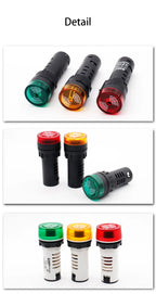 16mm/22mm AD16-22SM 12V 24V 110V 220V 380V Flash Signal Light Red LED Active Buzzer Beep Alarm Indicator Red Green Yellow Black