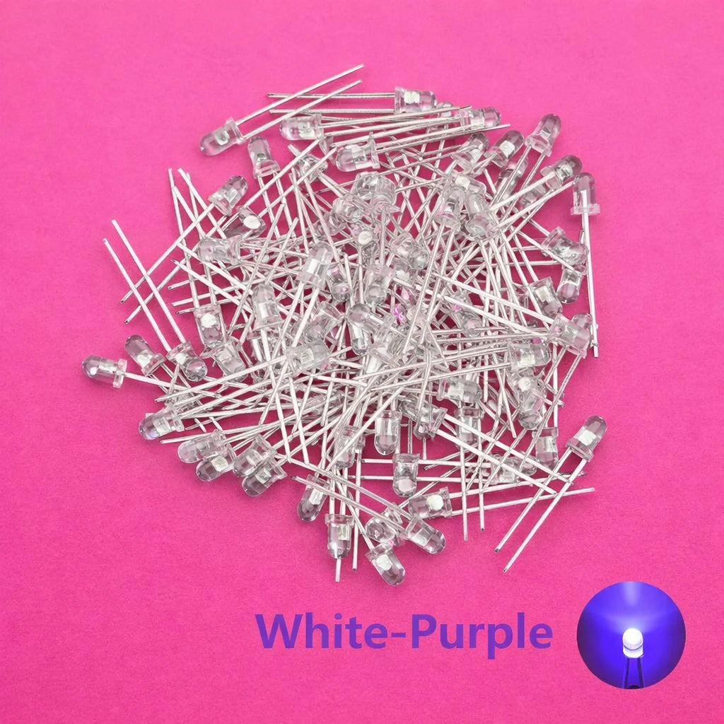SAMIROB 60/100Pcs 3mm LED Diode Kit F3 Schottky Assorted Diode Red White Green Blue Yellow Orange Pink Purple Warm White for DIY