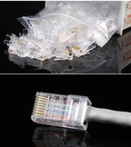 RJ45 Connector Pass Through CAT6 CAT5E Modular Plug Network Ends UTP 3U 50u Gold Plated 8P8C Crimp End for Ethernet Cable