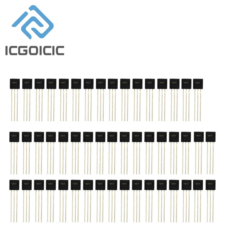 1-100pcs DS18B20 DS18B TO-92 Chip Programmable Digital Thermometer Temperature Sensor Temperature Acquisition TO-92
