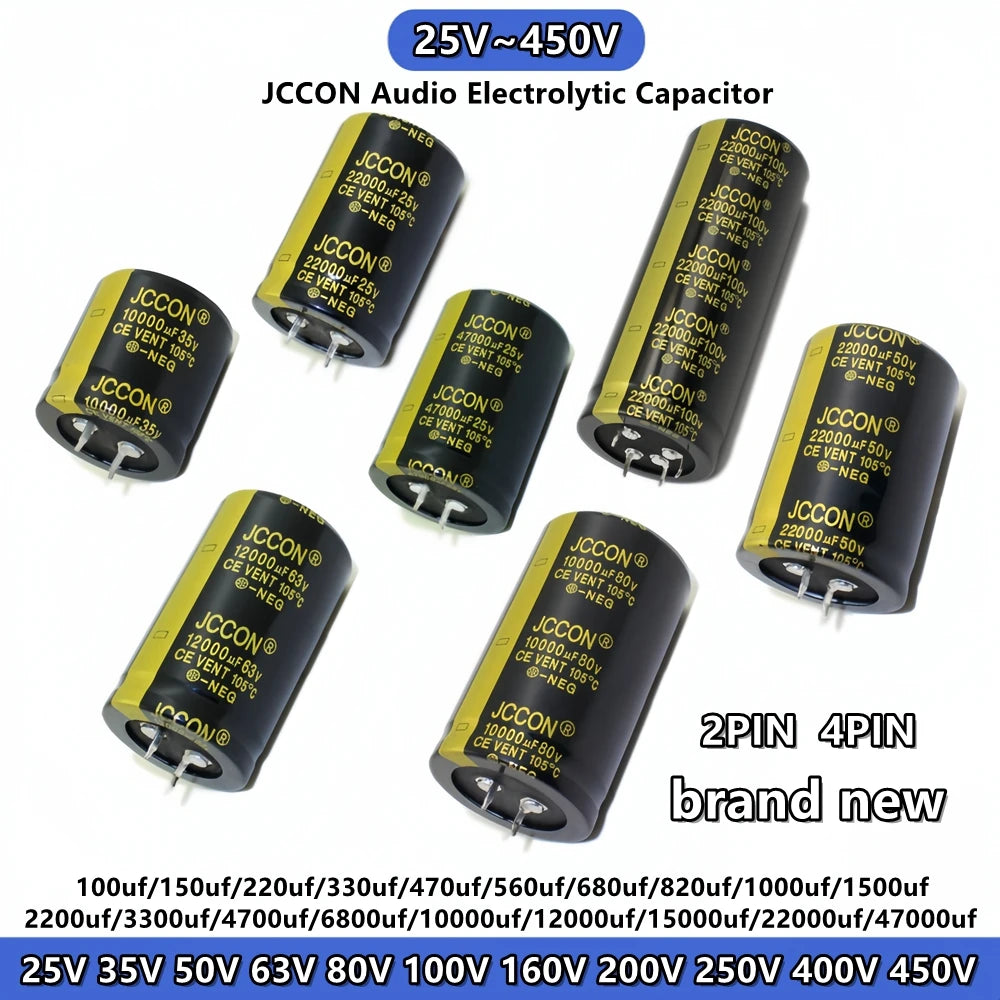 2PCS JCCON 25V 35V 63V 80V 100V 200 250 400V 450V 3300 470 6800 560 820 10000UF 15000 22000 47000UF Audio Electrolytic Capacitor