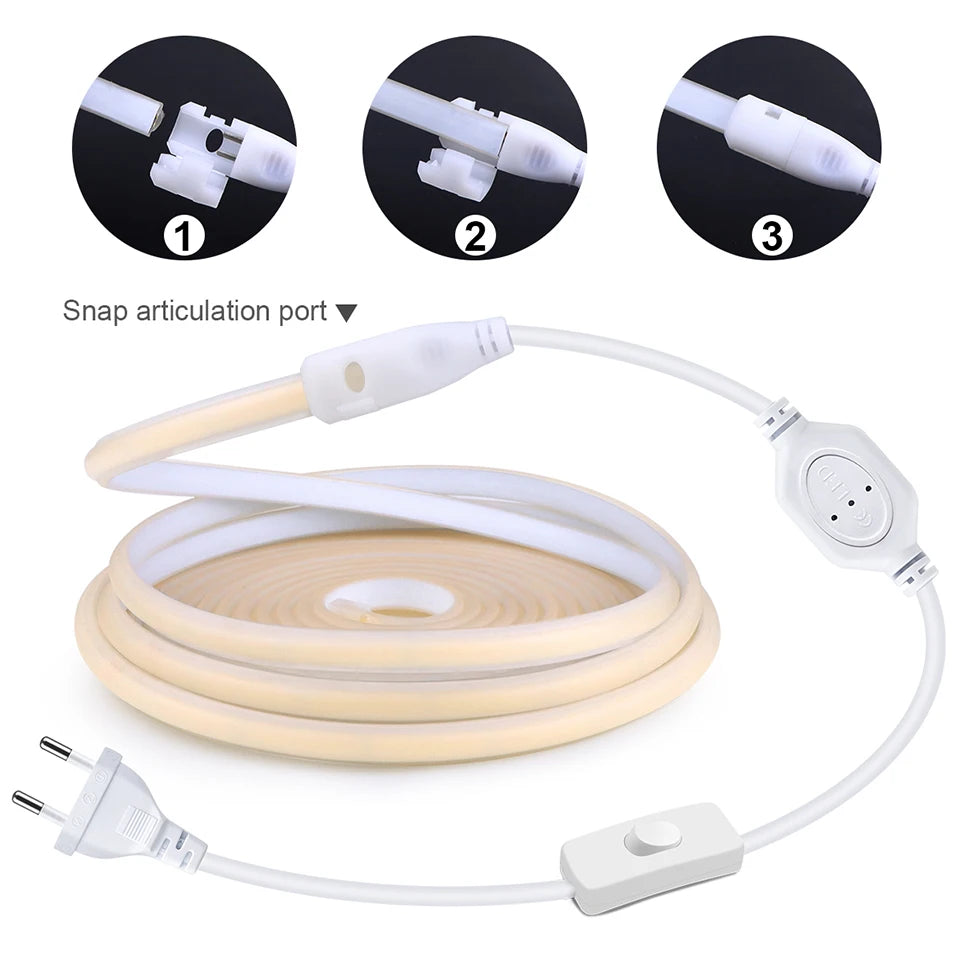288 LEDs/m IP67 Waterproof AC110V/220V COB LED Strip Light EU/US Plug for Home Hotel Theater Outdoor Advertising Sign Decoration