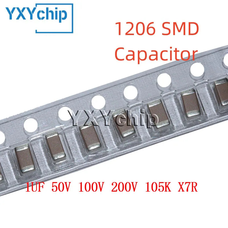 20PCS 1206 1UF 50V 100V 200V 105K X7R 10% 3216 SMD Chip Multilayer Ceramic Capacitor