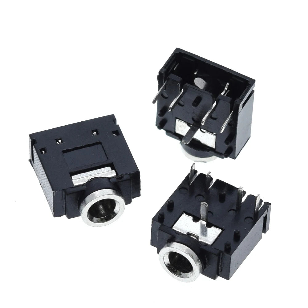 5/10pcs PJ307 PJ-307 3.5mm Audio Socket 5Pin PJ-307C Dual Channel Stereo Headphone Jack Connector PCB 3F07 Metal/Plastic Mouth