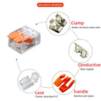 Mini Fast Wire Connector Terminal 25/50/100 PCS Set Compact Plug-in Home Wiring 0.08-4.0mm Universal Cabler for Electronics