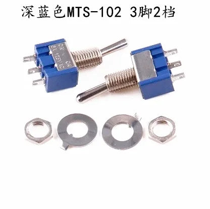 5PCS Blue Mini MTS-102 3-Pin SPDT ON-ON 6A 125VAC Miniature Toggle Switches MTS-103 MTS-202 MTS-203 6PIN ON-OFF-ON
