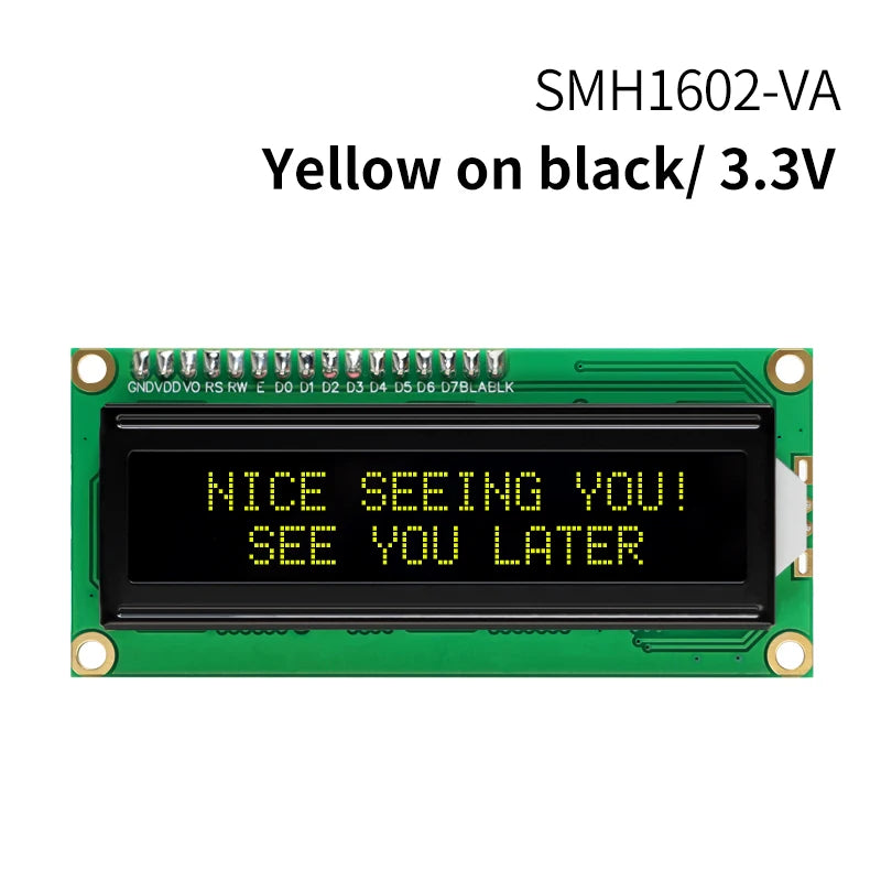 16x2 Character LCD Module Display Screen 162 LCM RED Green White Yellow VA Black Background 5V 3.3V for DIY Projects
