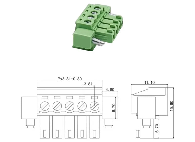 5Sets 3.81MM Pitch Through Wall Pluggable Terminal Blocks 15EDGWB 3.81 2/3/4/5/6/7/8pin Plug + Pin Header Socket Set