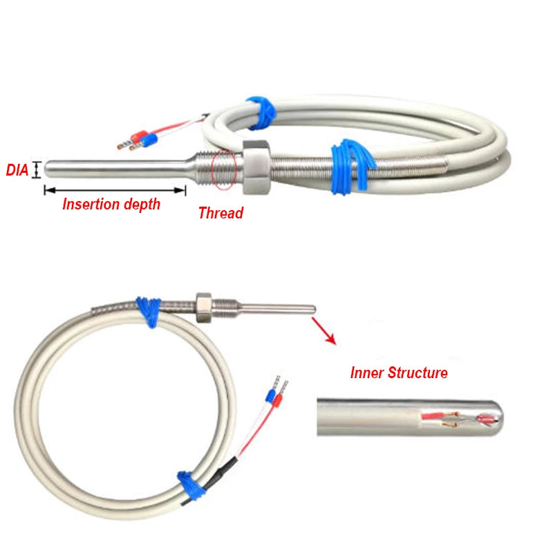 1PC Probe 5x150mm NTC 10K/20K/50K/100K Thermistor Thread M8 Temperature Sensor Waterproof Thermocouple Multi-strand Wire 1-3M