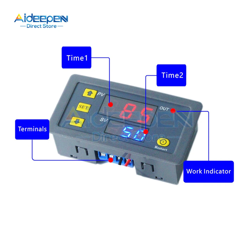 T3230 AC 110-220V DC 12V 24V Digital Delay Relay LED Display Cycle Timer Control Switch Adjustable Timing Delay Relay Switch