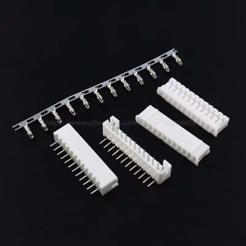 100PCS JST PH 2.0 2P 3P 4P 5P 6P 7P 8P 9P 10P 11P 12 Pin Header PH2.0 2mm Connectors Leads PH-AW PH-Y Curved Pins Male Shell