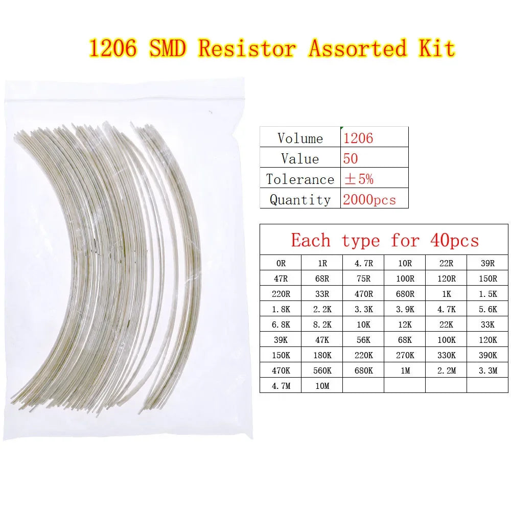0402 0603 0805 1206 2512 0ohm-10Mohm SMD Chip Fixed Resistor Assortment Kit Electronic components sample pack