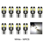 10PCS W5W T10 LED Bulbs Canbus 5730 8SMD 12V 6000K for Car Turn Signal Reading Brake Trunk Hood Width Clearance Lights