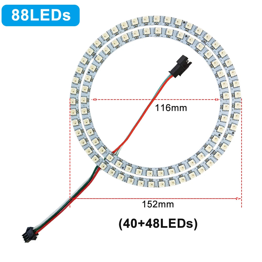 DC5V 12V WS2812B SK6812 Luces Led Ring Smart 5050 RGB BuiIt-in IC 3Pin Individually Addressable Pixel Round Modules Light