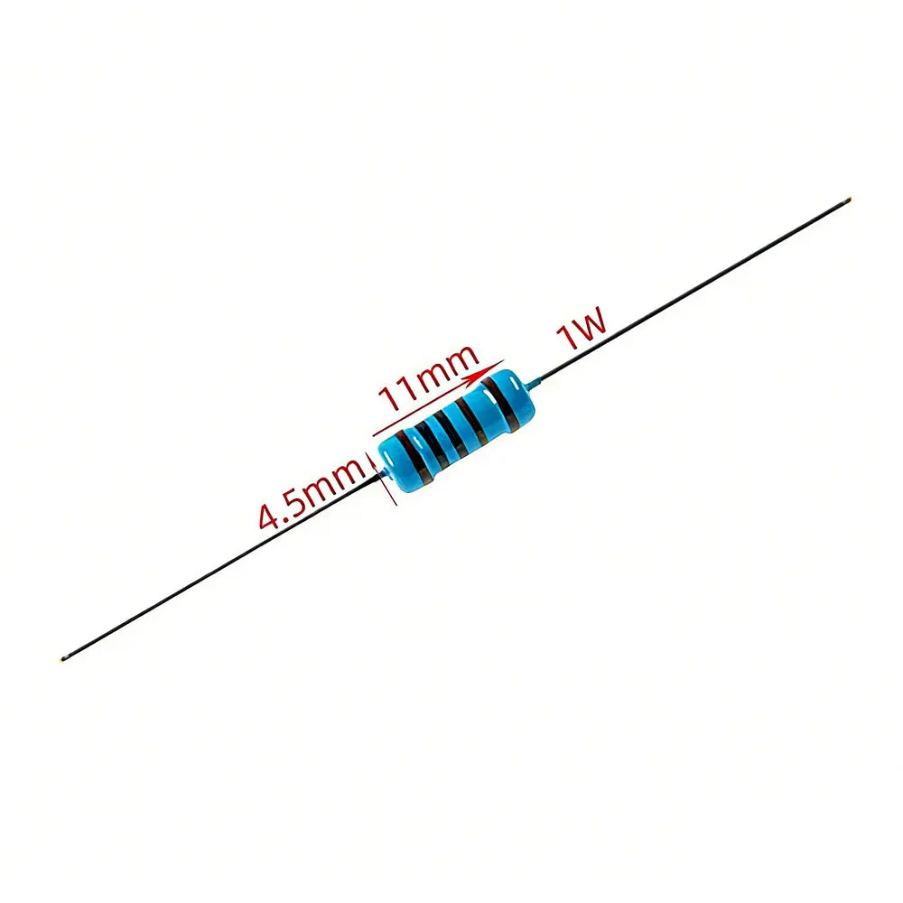20pcs 1W Metal Film Resistor color Ring Power Resistor 0.1~1M 0.12R 2 3.3 4.7 10R 47 100 220 360 470 1K 2.2 22K 33 4.7K 100KOhm
