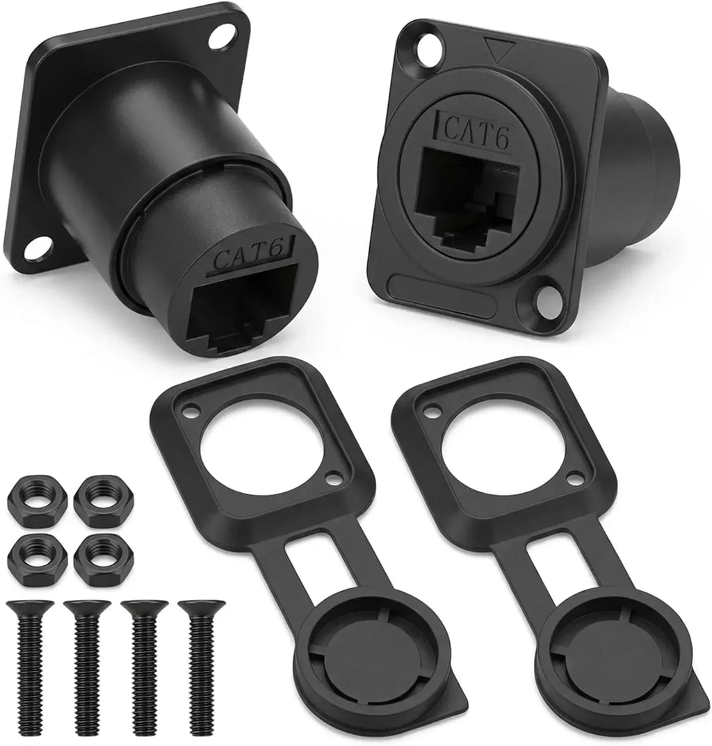 3-1PCS Cat6 RJ45 Panel Mount Adapter Female-to-Female Ethernet Pass-Through Connector RJ45 Shielded D-Type Ethernet Bulkhead