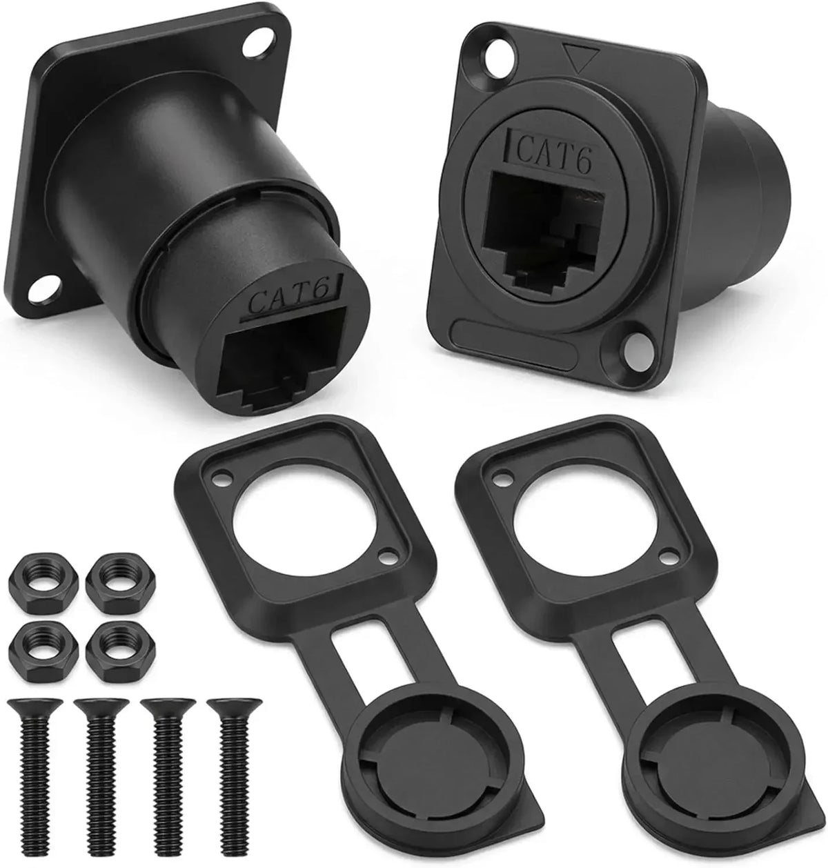 3-1PCS Cat6 RJ45 Panel Mount Adapter Female-to-Female Ethernet Pass-Through Connector RJ45 Shielded D-Type Ethernet Bulkhead