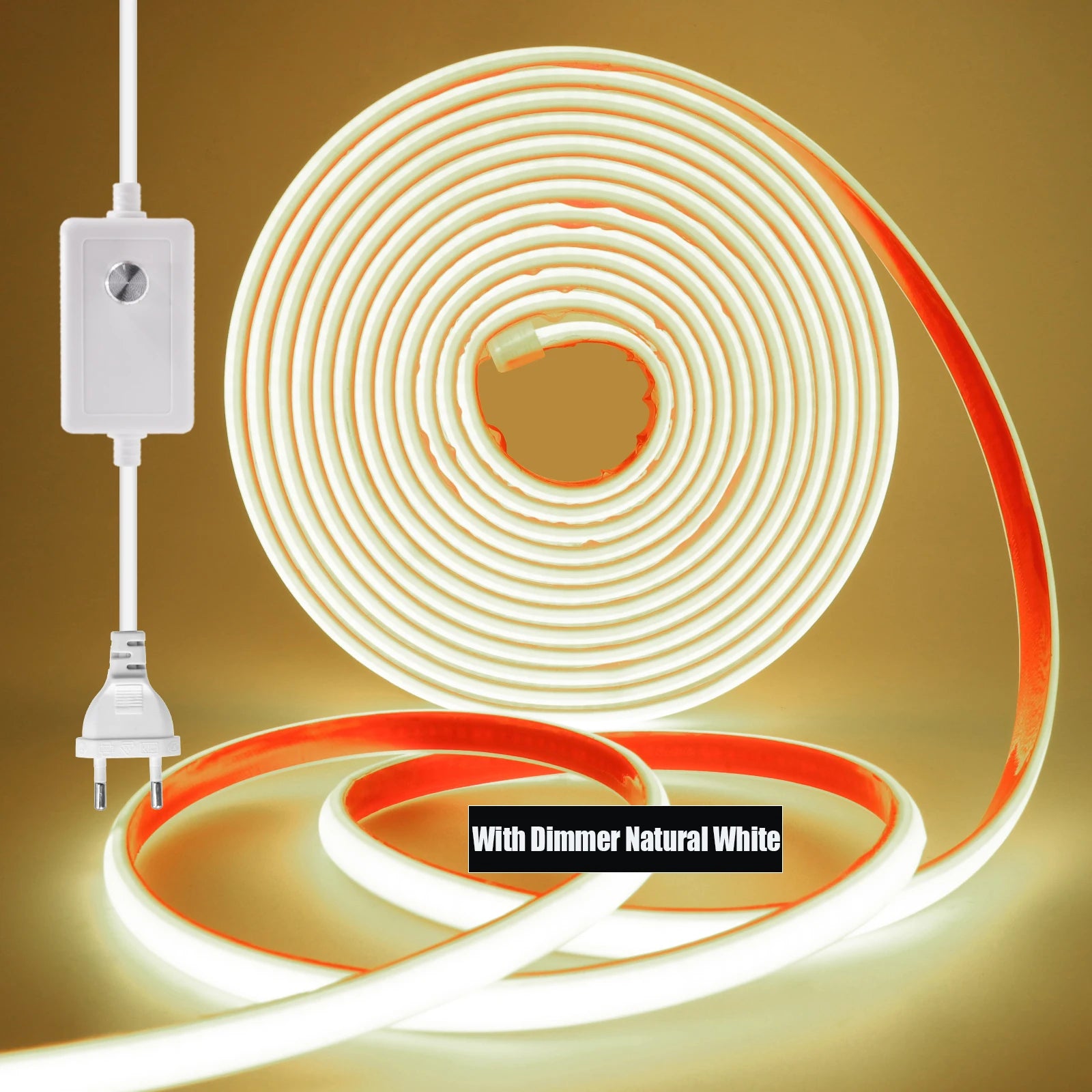 220V Dimmable COB LED Neon Strip Light 288Leds/M IP67 With Switch/Dimmer EU Plug Flexible Adhesive Tape for Home Garden Lighting