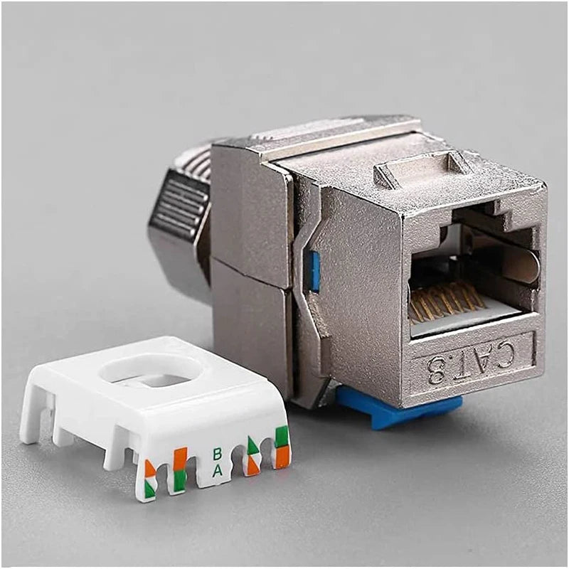 Hoolnx CAT8 CAT7 CAT6A CAT6 Tool less RJ45 Keystone Jack, Metal Zinc Alloy Self-locking Tool Free STP Shielded Module Coupler