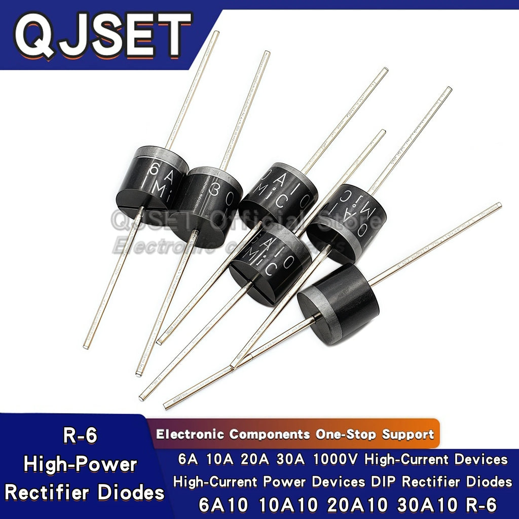 20pcs 6A10 10A10 20A10 30A10 DIP Rectifier Diodes 6A 10A 20A 30A 1000V R-6 High Voltage High Current Backflow Prevention Diode6A